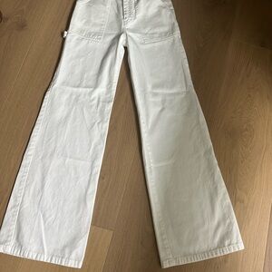Nili Lotan White Flare Wide Leg Jeans